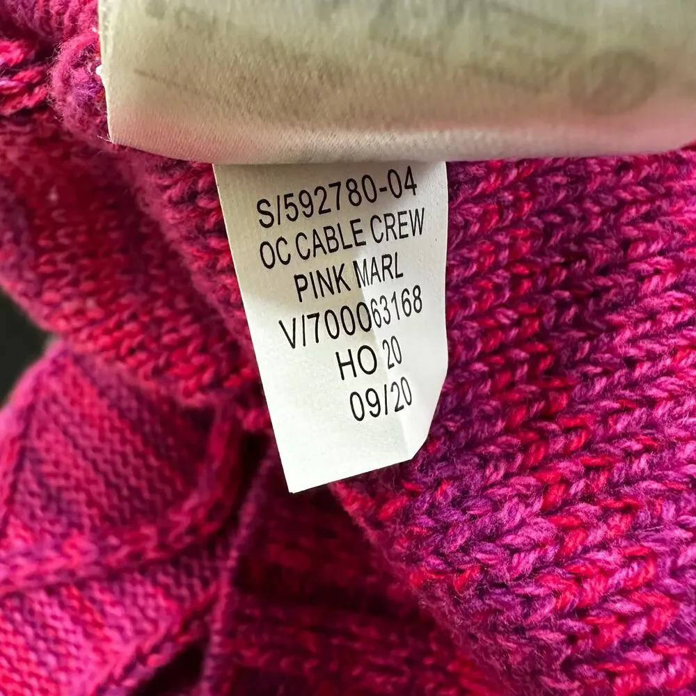 Gap Sweater Women XL Cable Knit‎ Crewneck Heavy Fisherman Pink Purple Preppy